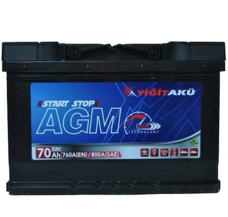 12 V 70Ah Agm Yiğit Akü Start Stop 25470001 - 1