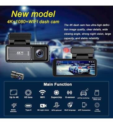 Araç Kayıt Kamerası Yol ve Araç İçi Wifi 4K +24 Saat Kayıt Enerji Modülü - 3