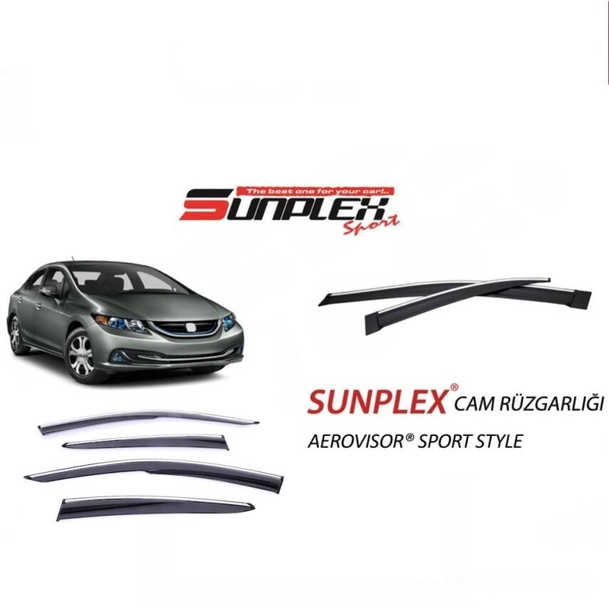 Honda Civic 2012-2016 Cam Rüzgarlığı Kromlu Sunplex - 1
