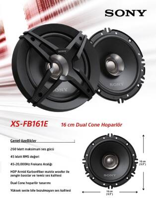 Sony Xs-Fb161E 260 W 45 Rms 16 Cm Tweetersiz Oto Hoparlör - SONY